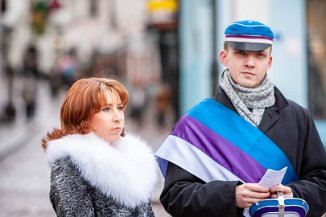 Korp!Korp! rongkäik Eesti Vabariigi 90. aastapäeval Korp!Korp! rongkäik Eesti Vabariigi 90. aastapäeval. Raekoja plats - Toompea loss - Stenbocki maja